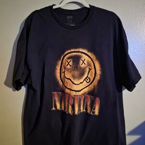 NIRVANA Black and Orange Smiley Tee